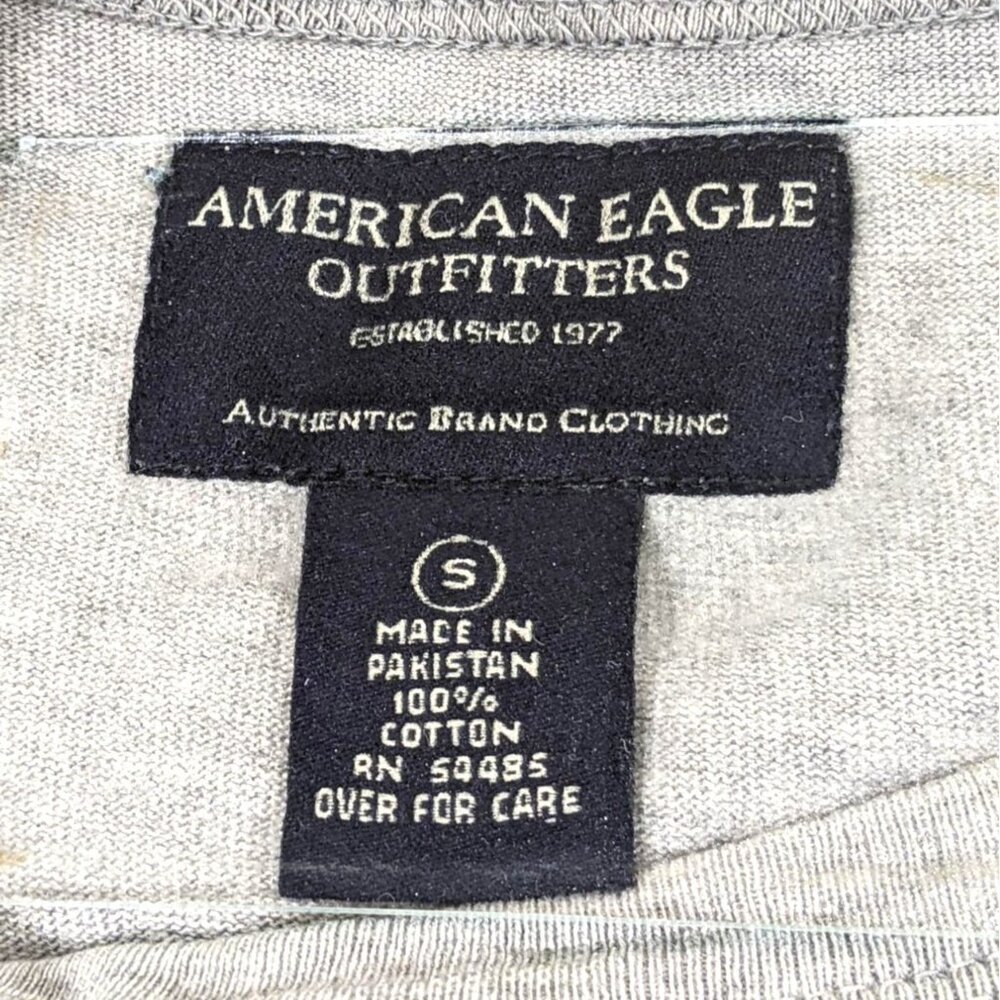 American Eagle Small Grey 100% Cotton Long Sleeve T-Shirt 35b - Picture 3 of 8